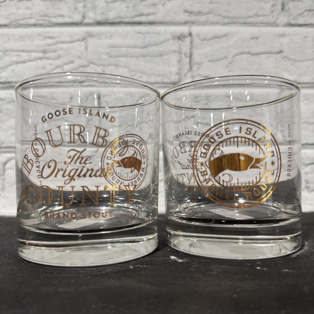 2025 Goose Island Bourbon County Stout Gold Black Friday Rocks Glass Set Of 2